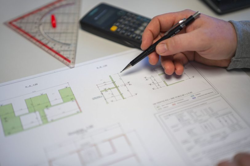 Bauplan Zeichnung Mit Stift Und Lineal 2